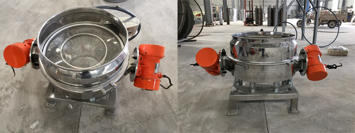 面粉振動篩粉機(jī)細(xì)節(jié)：篩網(wǎng)展示，振動電機(jī)展示。