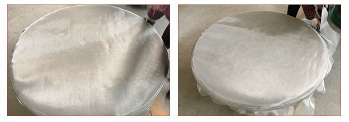 食品振動(dòng)篩篩網(wǎng)安裝步驟2，利用束環(huán)將篩網(wǎng)固定在網(wǎng)架上，并將篩網(wǎng)拉緊。