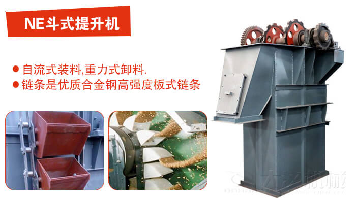 斗式提升機(jī)有：板鏈?zhǔn)?，皮帶式等多種形式主要依靠料斗完成物料的提升目的。